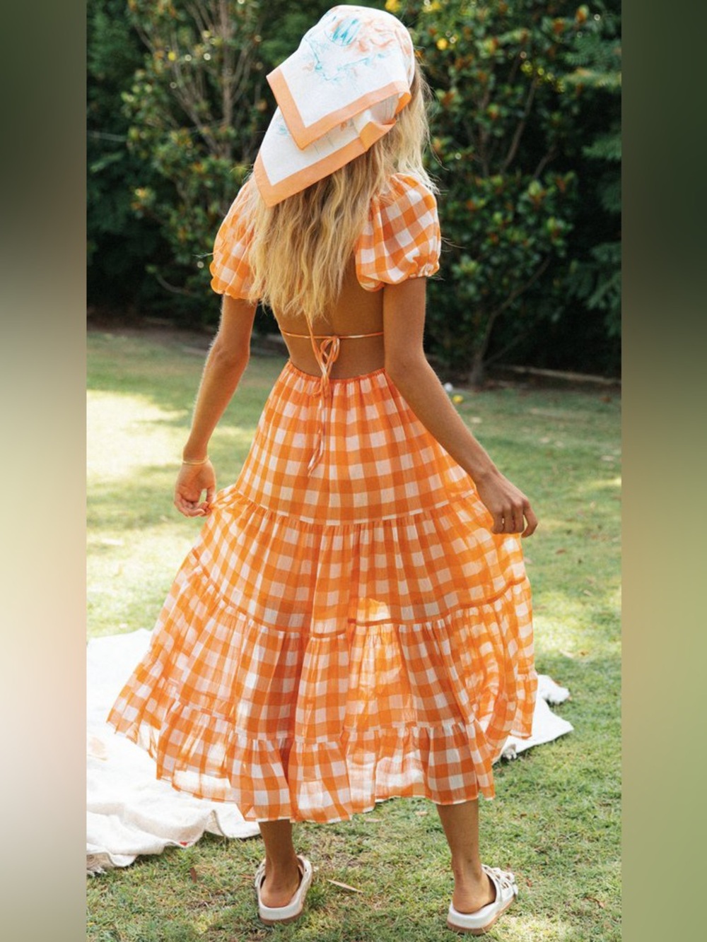 Peppermayo Orange Gingham Dress - Size 2 - Picture 3 of 14